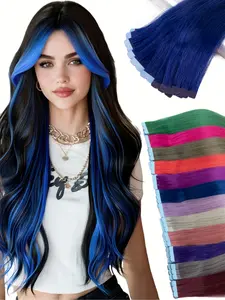 Stunning Highlights Human Hair Extensions, 10pcs Mini Tape in Hairpiece, Quick Change, Long Straight Hair for Women, Multiple Colors Available