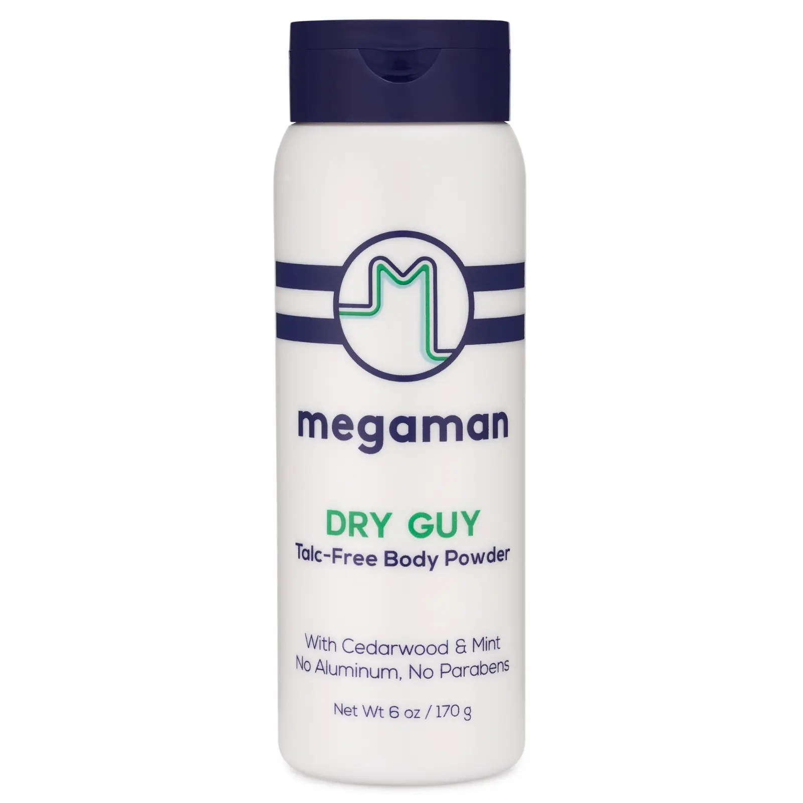 Megaman Sweat Absorbing Body Powder - Dry Guy | Prevents Chafing & Odor | Groin, Body, Feet & More | Talc-Free, All Natural | 6 oz