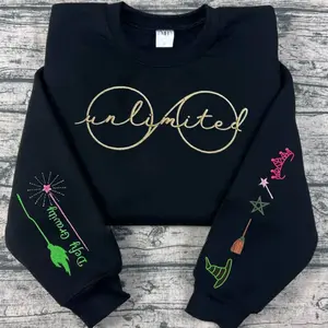 Wicked for good Movie Embroidered Sweatshirt, Wizard Defying Gravity, Wicked Movie Inspired Elphaba's Glasses Embroidery Sweatshirt: Wizard of Oz Musical