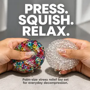 2-pack Crackling Popping Beads Squishy Stress Relief Ball - Colorful Soft Squeeze Fidget Sensory Toy for Adults, Anxiety Calming Decompression Item, Perfect Party & Holiday Gift classroom office