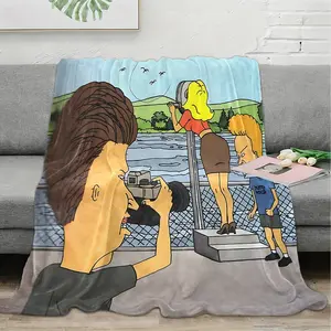 Beavis and Butt - Head flannel blanket, a delicate all-season single product, can be laid and covered for practical convenience, enhancing home comfort, and is the most suitable gift for Thanksgiving.