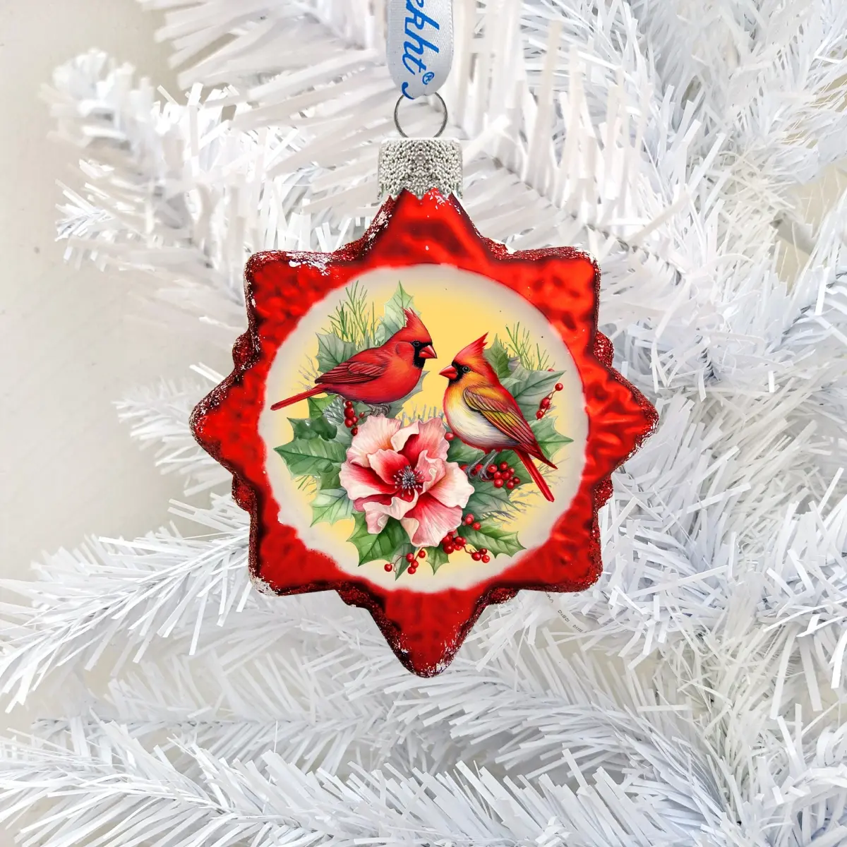 Designocracy 776029 3x2 in. Mercury Glass Christmas Wreath Ornaments with Painting Accents, Satin Gift Boxes, Bow and Ribbon Christmas Home Decor Supplies, Bow And Ribbon Christmas Decor