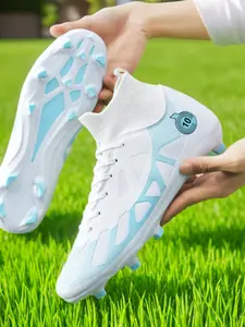 High Top Football Boots Ag Fg Long Studs Men's Soccer Shoes Lace-Up Anti-Slip Outdoor Sports Shoes High Studded Training Shoes Soccer Cleats