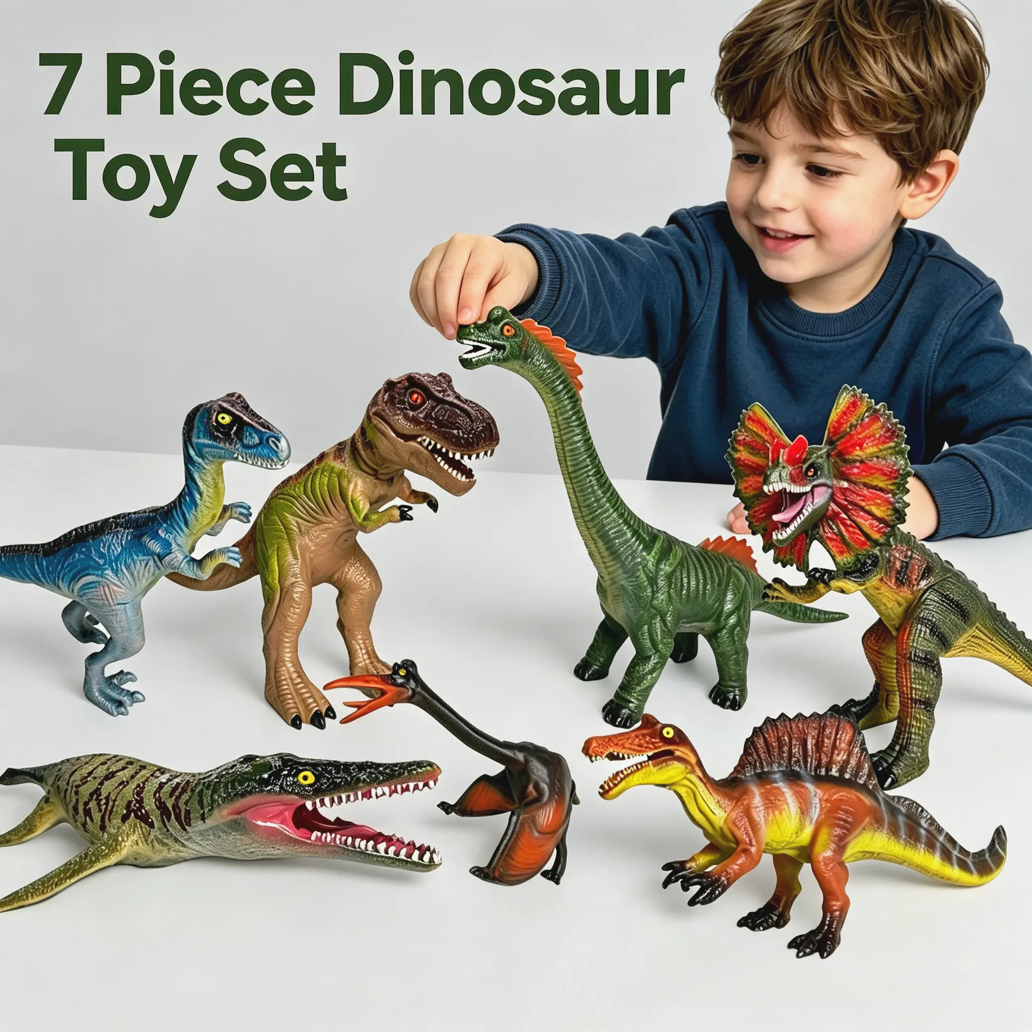 7-Piece Soft Plastic Realistic Safe & Soft Body-Safe Dinosaurs & Prehistoric Creatures Toy Set, Unisex Kids' Action Figures, Animals & Nature Party Favors & Birthday Gifts