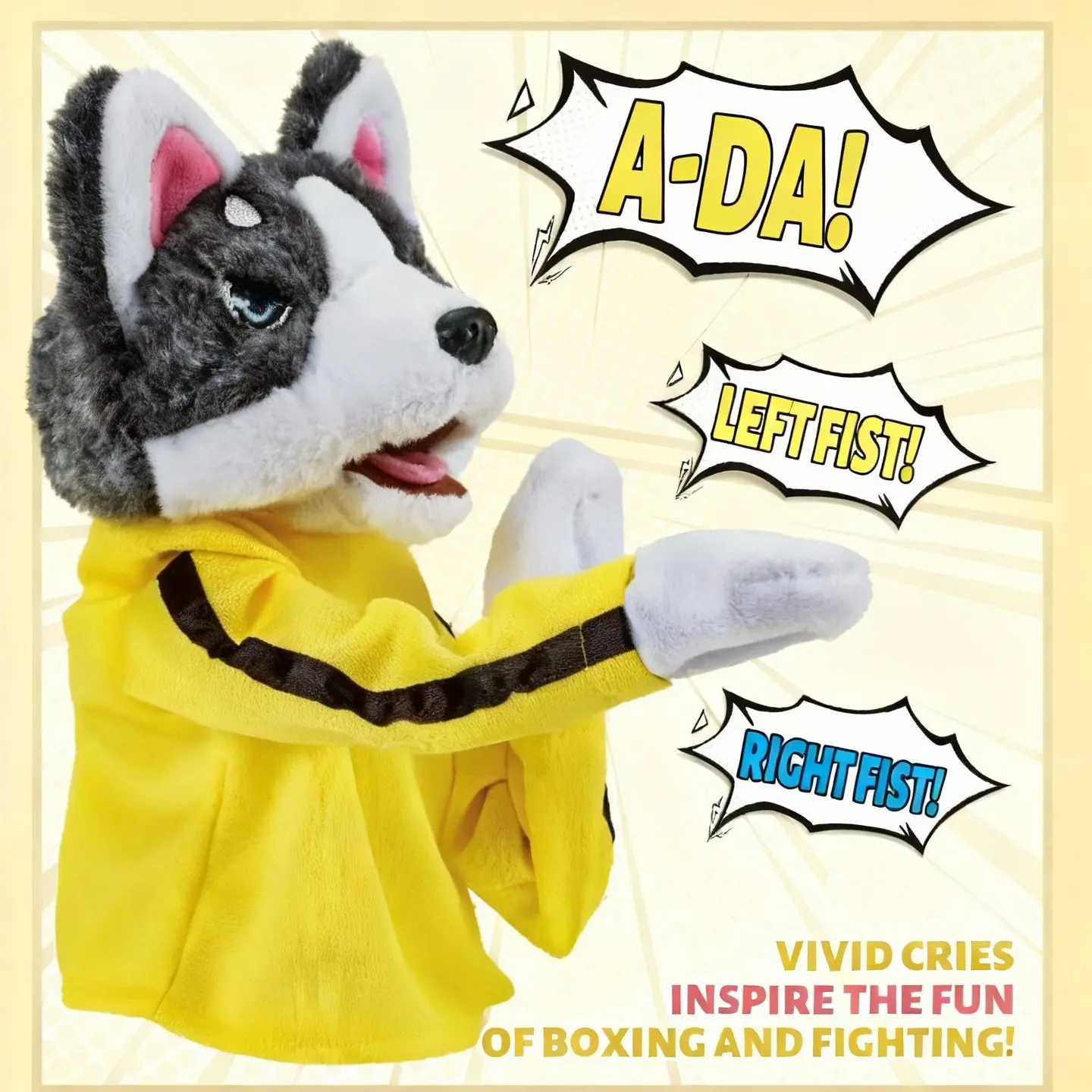 FuRise Funny Husky Talking Plush – Interactive Sound Plush Dog, Hilarious Electric Pet Decoration, Cute Boxing Husky Gift for Adults & Friends
