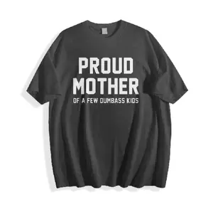 Women's Cotton Crew Neck T-Shirt, Funny "Proud Mother Of A Few Dumbass Kids" Print, Casual Short Sleeve Top, Mom Gifts