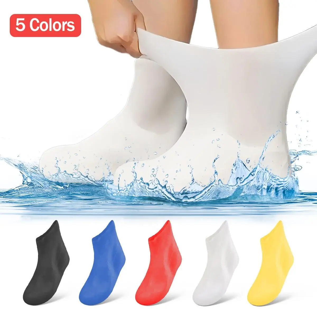 Unisex Silicone Waterproof Shoe Covers - Seamless, Treaded Non-Slip Sole, Reusable, Compact, Suitable for Travel and Outdoor Activities (Non-Disposable White), Multi-Size