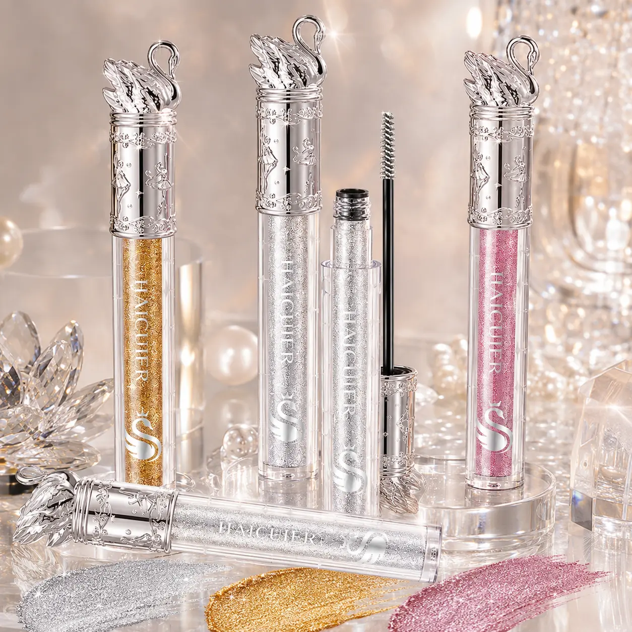 Haicuier Diamond Glitter Mascara Top Coat, Waterproof, Long-Lasting & Shine Enhancing, Cruelty-Free Sparkling Eye Makeup, Dramatic Lashes, Single Item, Beauty Mascara, Doll Makeup, Eyelash Mascara
