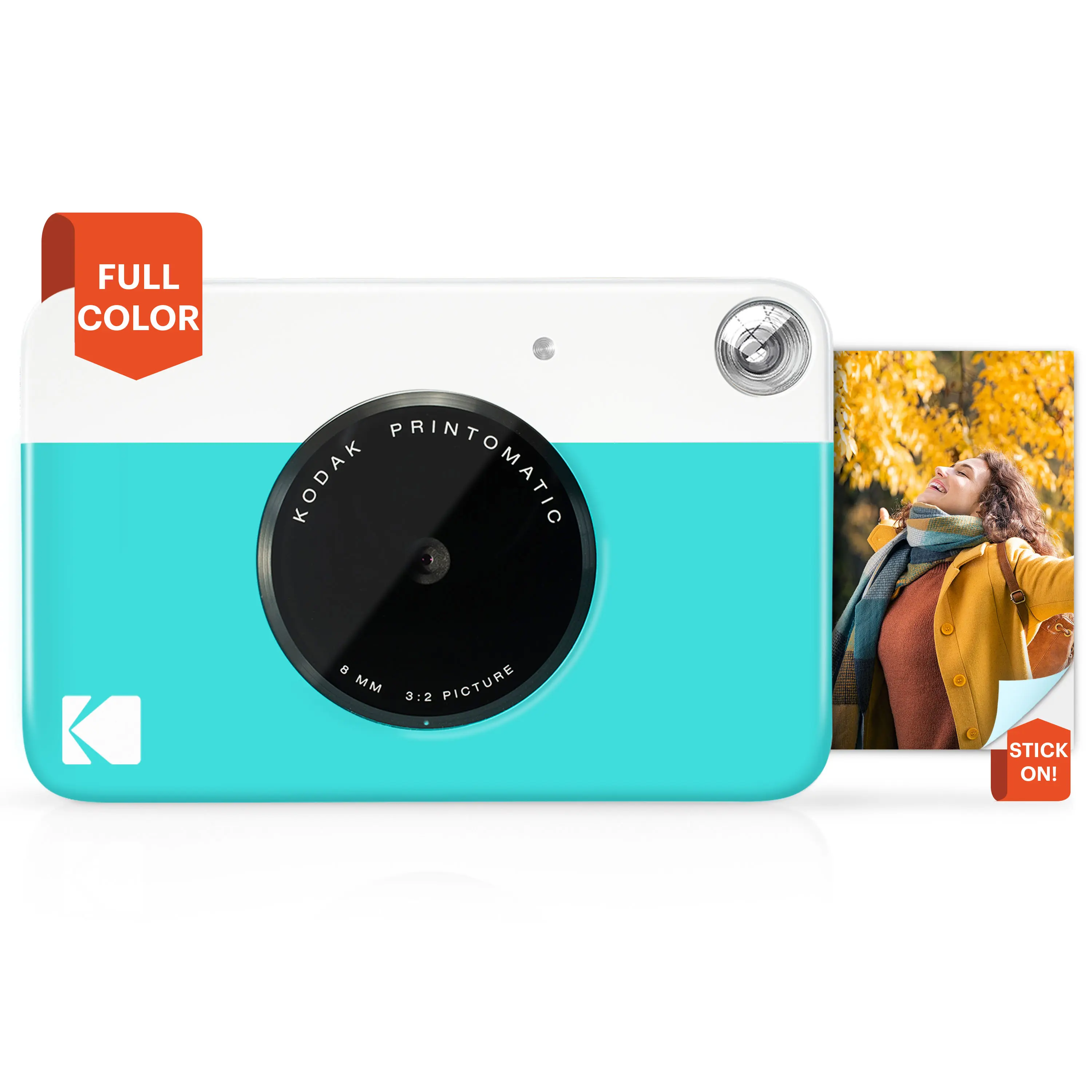 Kodak Printomatic Automatic Instant Camera - Lightweight Compact Wireless Device with Lens, Flash, USB Connectivity, Manual Controls, 2x3" Adhesive-Backed Zink Paper Compatibility, Digital Functionality, Plastic Build, Batteries for Friends