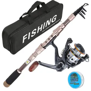 High Strength Carbon Fishing Rod Spinning Reel Set, Fishing Gear Set, Extendable Long Cast Design, Metallic Line Cup Spool, Lightweight Sensitive Fish Line Storage Bag