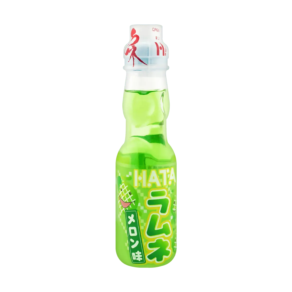 HATAKOSEN Ramune Japanese Soda - Melon Flavor Carbonated Drink, 200ml Bottle, Classic Marble Soda Fun