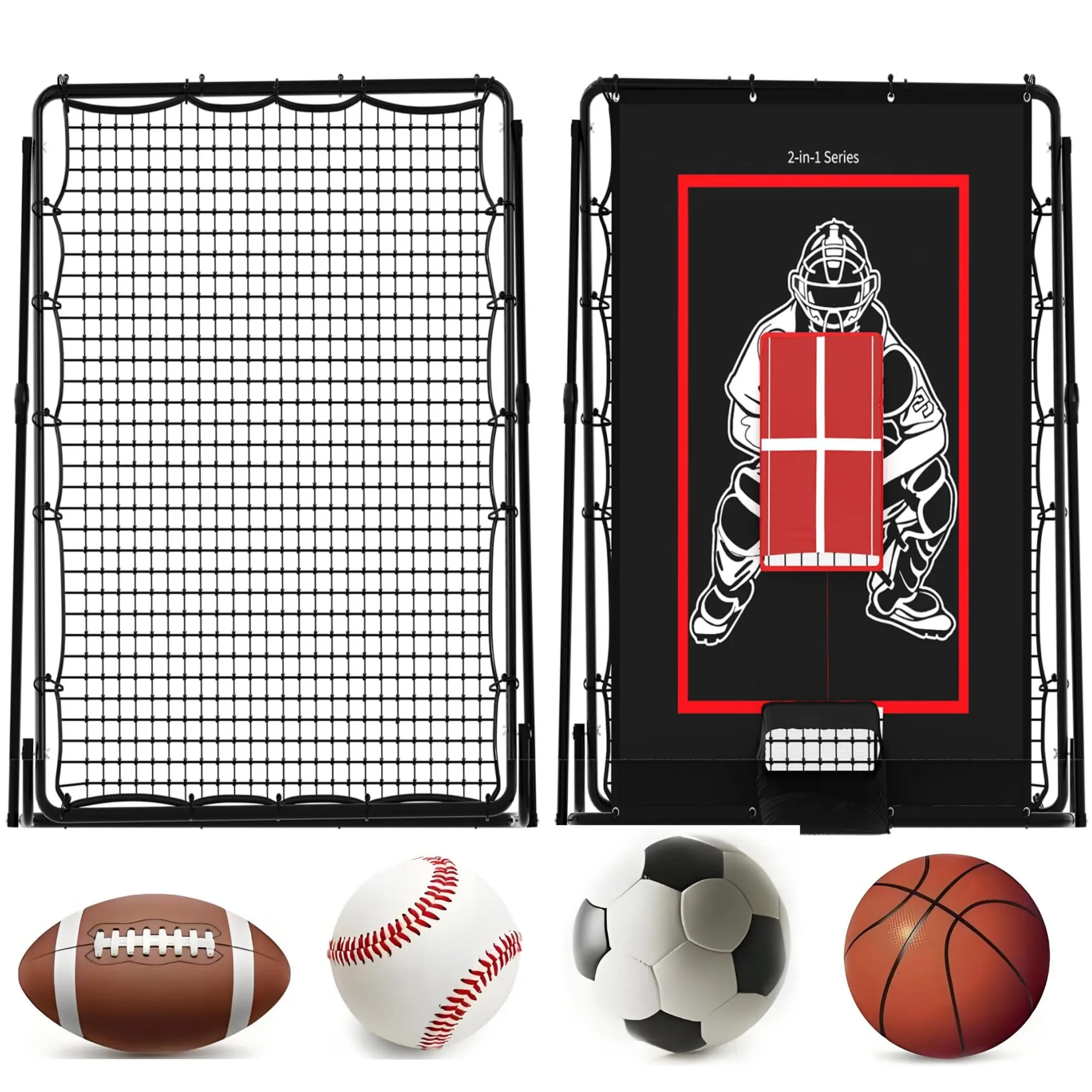 2-in-1 Baseball Pitching and Rebounder Net, 5x3.7ft Baseball Training Equipment with Zone – Pitchback Trainer for Throwing, Fielding, and Practice Drills, Gifts for Boys Girls Kids
