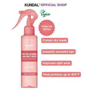 KUNDAL 5-in-1 Protein Bonding Mist – Instant Glossy Finish & Frizz Control, Vegan Liquid Silk Hair Serum, Heat Shield up to 450°F, Damaged Hair Repair (5.07 fl.oz)
