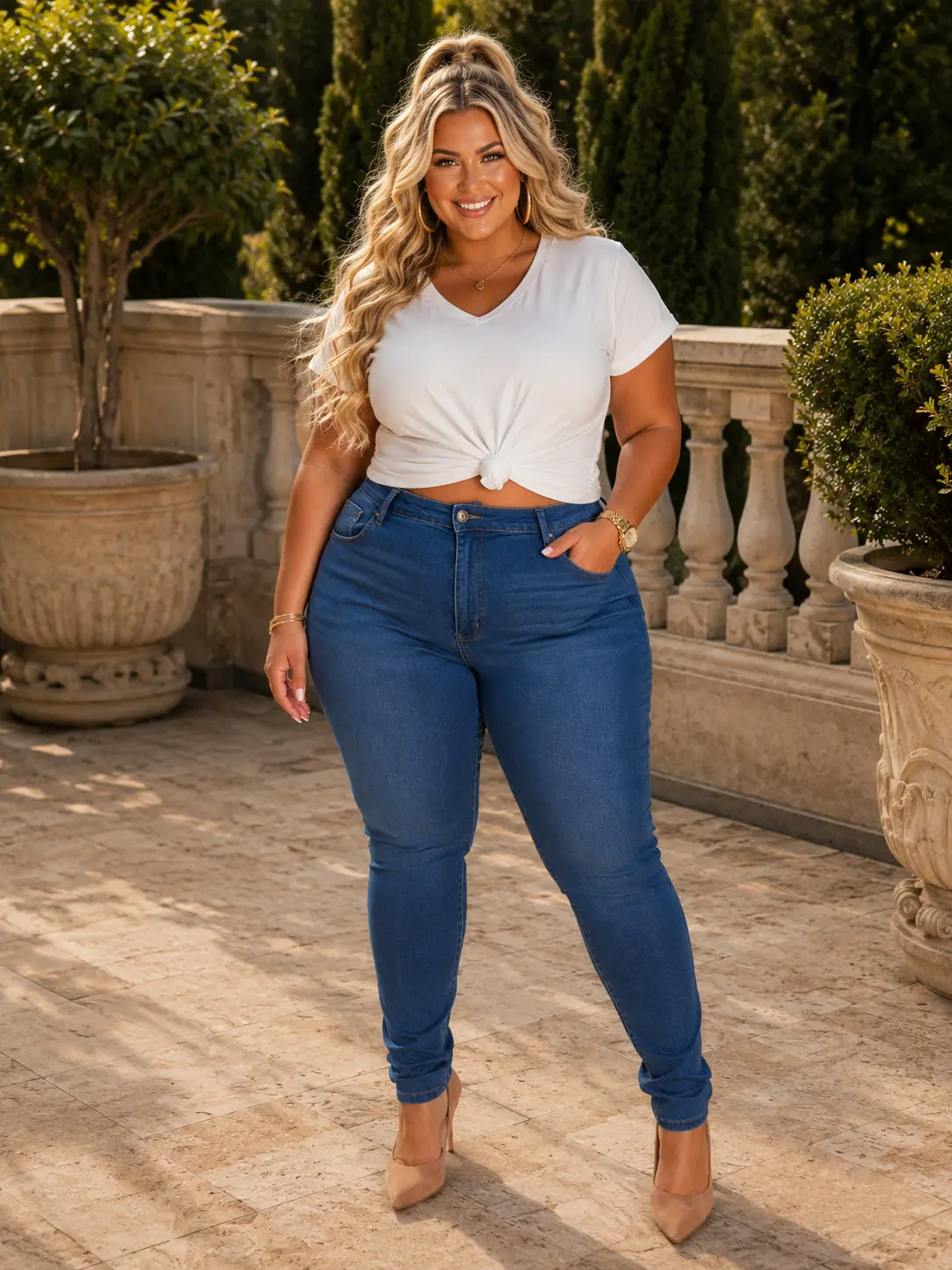 LEG-32 {Watch And Learn} Medium Blue Denim Skinny Jeans EXTENDED PLUS 3X 4X