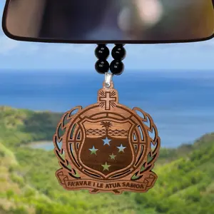 Western Samoa Ornament - 1/4 Inch Thick Wood Cherry Hickory Mahogany Unfinished 4 & 5 Inches Long Side Natural Touch Car Decor