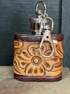 1oz Mini Flask Hand Tooled