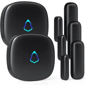 Door Chime,   Door Open Contact Sensor  with 500 FT Range, 58 Chimes and 5 Volume Levels for Business/Store//Office When Entering, 3 Transmitter + 2 Plug-in Receiver