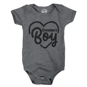 Creeper Grandmas Boy Baby Bodysuit for Newborn Grandson Funny Baby Onesies Mother's Day Clothes for Baby Funny Grandma Onesie Novelty Onesie Dark Grey