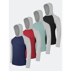 4 Pack Men's Lightweight Hoodie Performance Long Sleeve Shirt for Fishing Running Lightweight Rash Guards gym outfits workout tops gym shirts