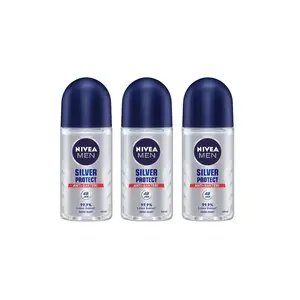 NIVEA Silver Protect Roll-On Deodorant 48H Odor Protection, Long-Lasting Freshness, Alcohol-Free, Quick Dry, 50ml Antiperspirant, Gentle on Skin, Men’s Body Care, Fresh Scent.