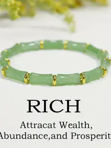 Natural Bamboo Stone Bracelet, Casual Elegant Jewelry, Perfect Daily Gift, Everyday Wear, Unisex, Attracts Confidence and Good Luck