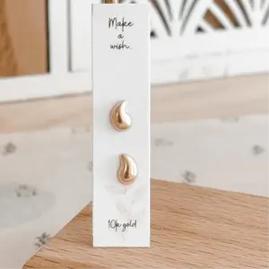 10k Water Drop Stud Earrings