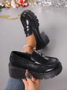 Women's platform loafers, Pu leather loafers, a must-have for daily casual wear, commuting to work and school in all seasons, gifts