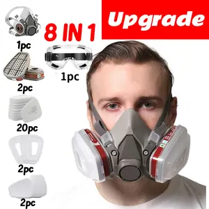mascarillas respiratorios de gas filtros para mascaras de pintura Reusable Respirator & Safety lash Goggle | Dust & Gas Chemical Protection for Construction,Painting, & DIY | Industrial Half Face Mask with Dual Filter Cartridges mini gifts for coworkers