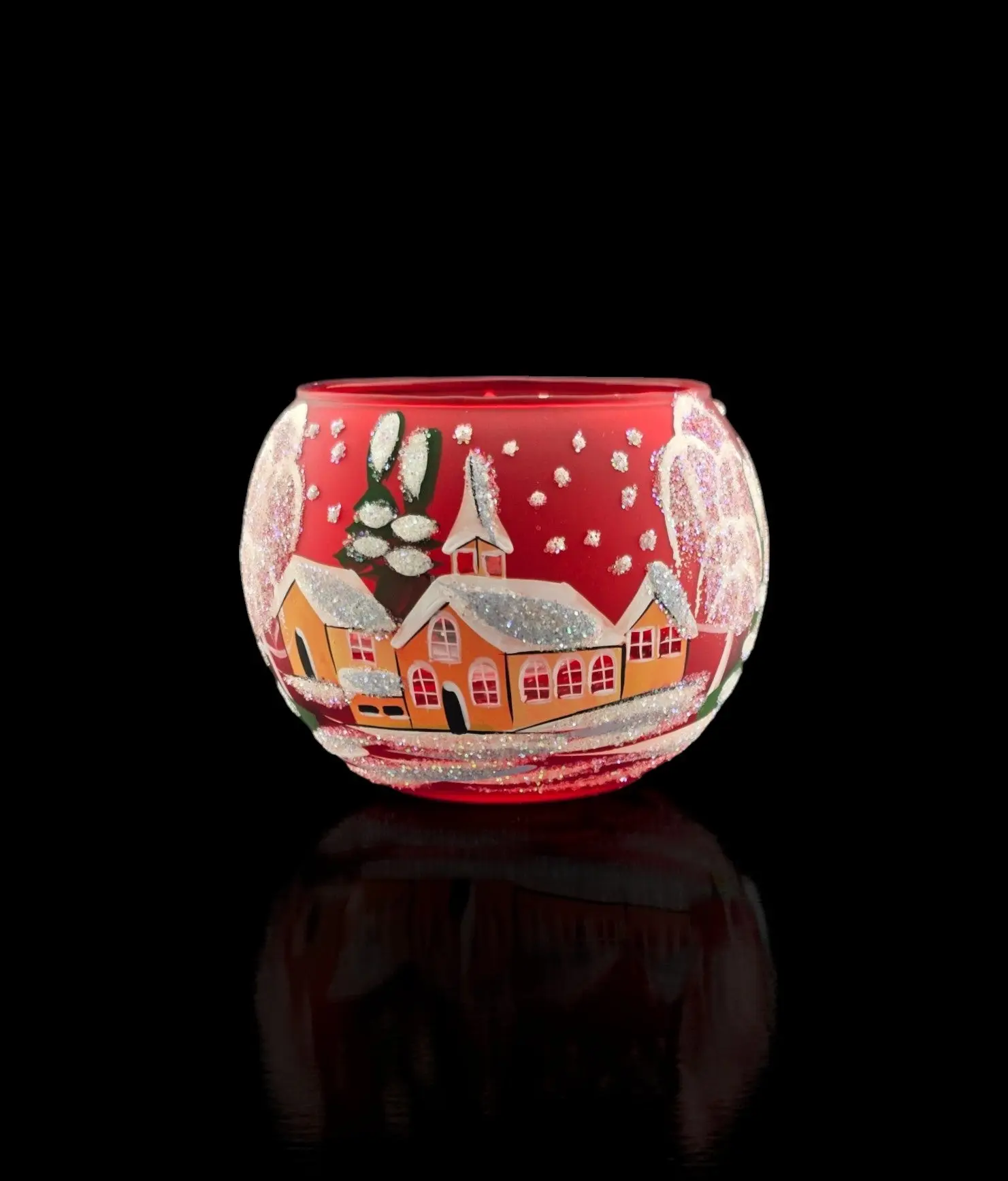 Red - Medium Candle Holder - Brown Church