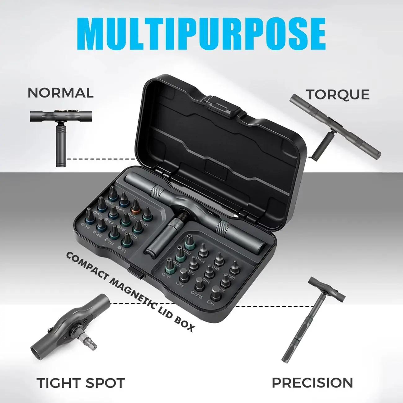 25Pcs 24 in 1 Multifunction Screwdriver Head Set Household Repair Ratchet Wrench