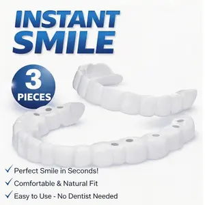 [3 Pack ] Smile Teeth Temporary Dentures, improve your smile, unisex, made of silicone, suitable for both upper and lower jaws, instantly gives the appearance of porcelain teeth, for a flawless smile.