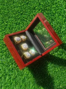 Dallas Football World Champions Ring Set, Statement Rings, 5 Rings with Wooden Display Box, Perfect Gift for Rugby Fans, Valentine's Day and Easter Gifts