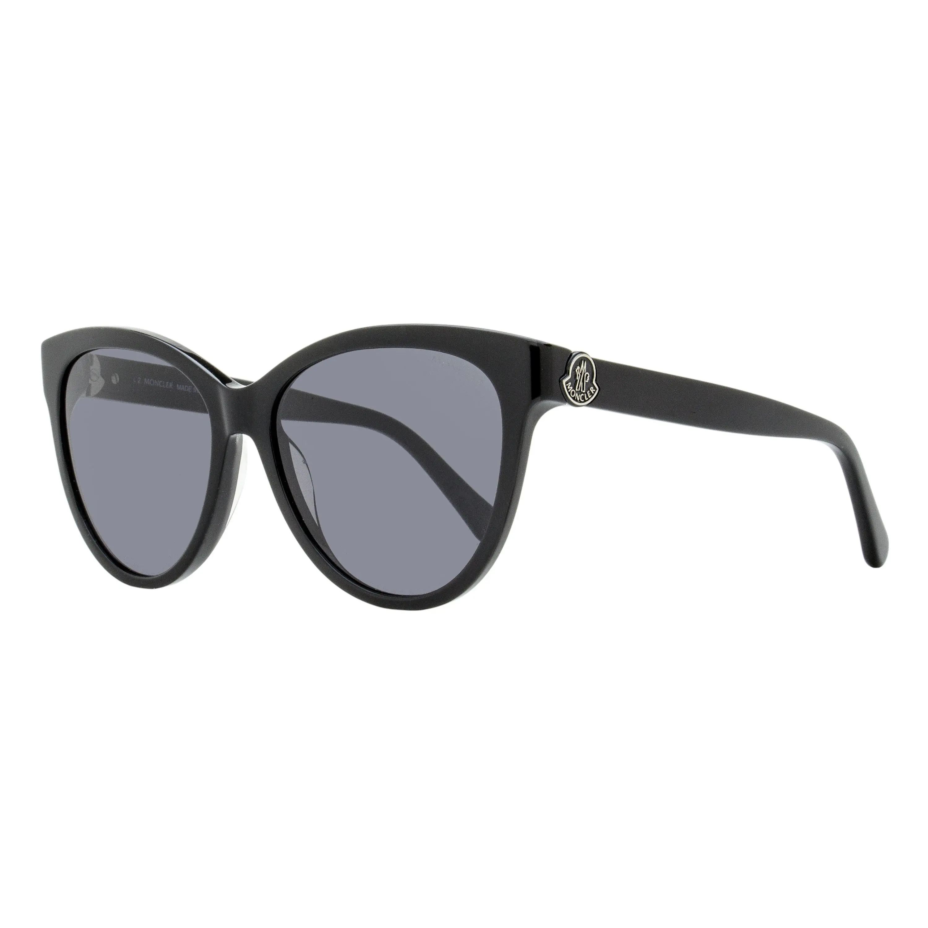 MONCLER Maquille ML0283 Women's Tea Cup Sunglasses, Black Acetate Statement Frame with Temple Logos, 100% UV Protection, Statement Frame Glasses, Female, Luxury High-End Women's Sunglasses, Full Rim, Logo Hinge, Bold, Eyewear Fashion, Bold Frames