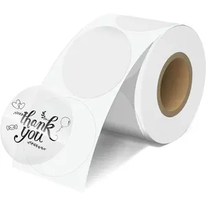 2'' Clear Thermal Labels - 500 count Round Thermal Printer Labels,  Thermal Printer Stickers for Logo Design, Name/Price Tag, Thanks Card, Address, QR Code, 500 Labels/Roll (Clear)
