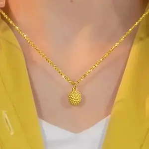 LisiZen Luxury Durian Pendant Necklace, Sparkling Crystal Design, Chic Minimalist Collarbone Chain Fashion Jewelry for Women DZXL0917 Versatile Glamour