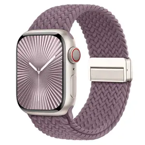 Braided Stretchy Bands with Magnetic Clasp Compatible with Apple Watch Series 1-10, Ultra, SE, 38mm-49mm, Soft Nylon, Water-Resistant, Adjustable Sport Solo Loop for Men & Women