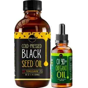 MAJU Black Seed Oil & Oregano Bundle - Immune Duo, Seasonal Support, Topical Skin Remedy, Edible or Topical Uses for Body Care, Comfort, Cosmetic