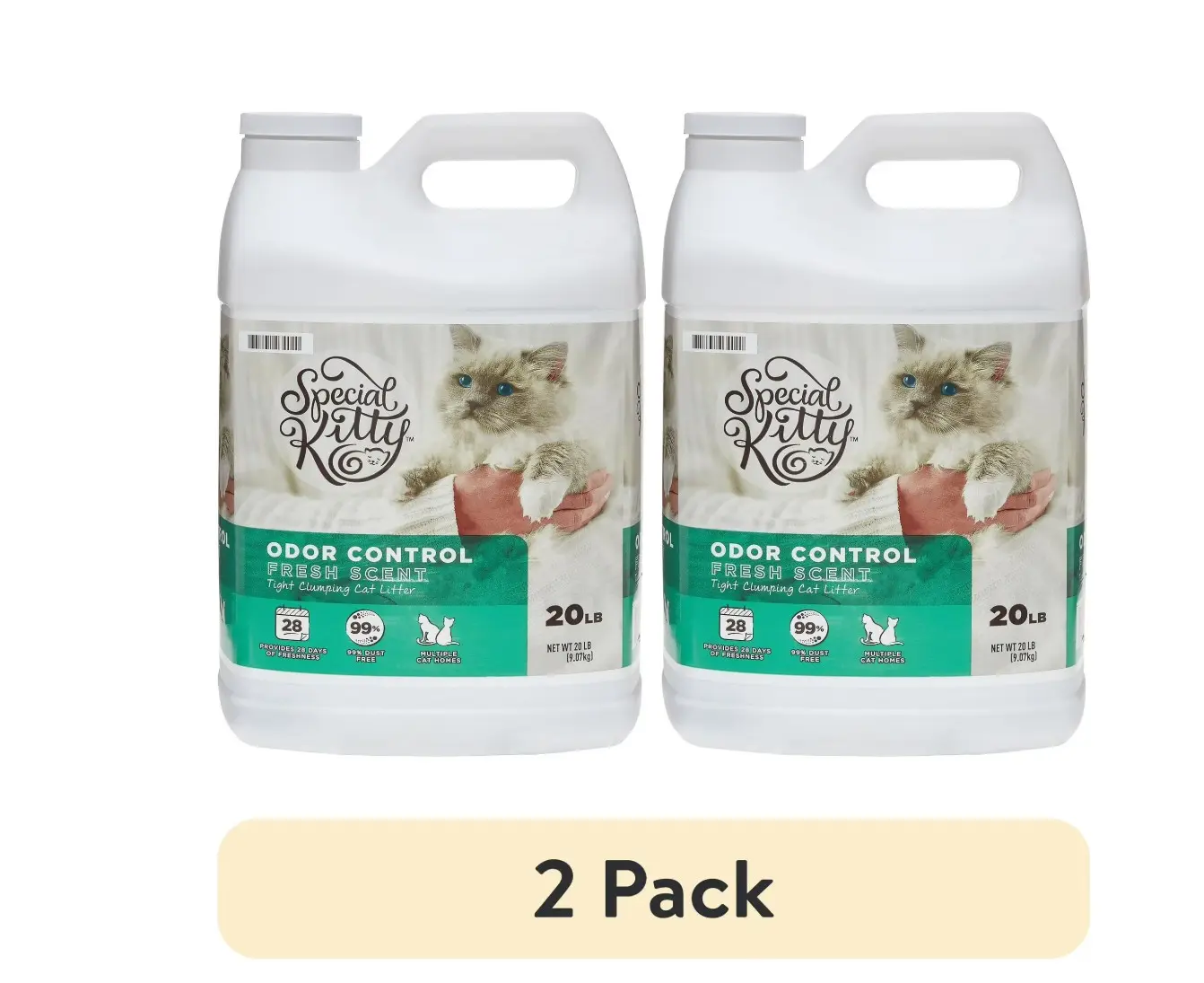 (2 pack) Special Kitty Clumping Clay Cat Litter, Fresh Scent, 20 lbs Jug, 1 Count (2 pack) Special Kitty Clumping Clay Cat Litter, Fresh Scent, 20 lbs Jug, 1 Count