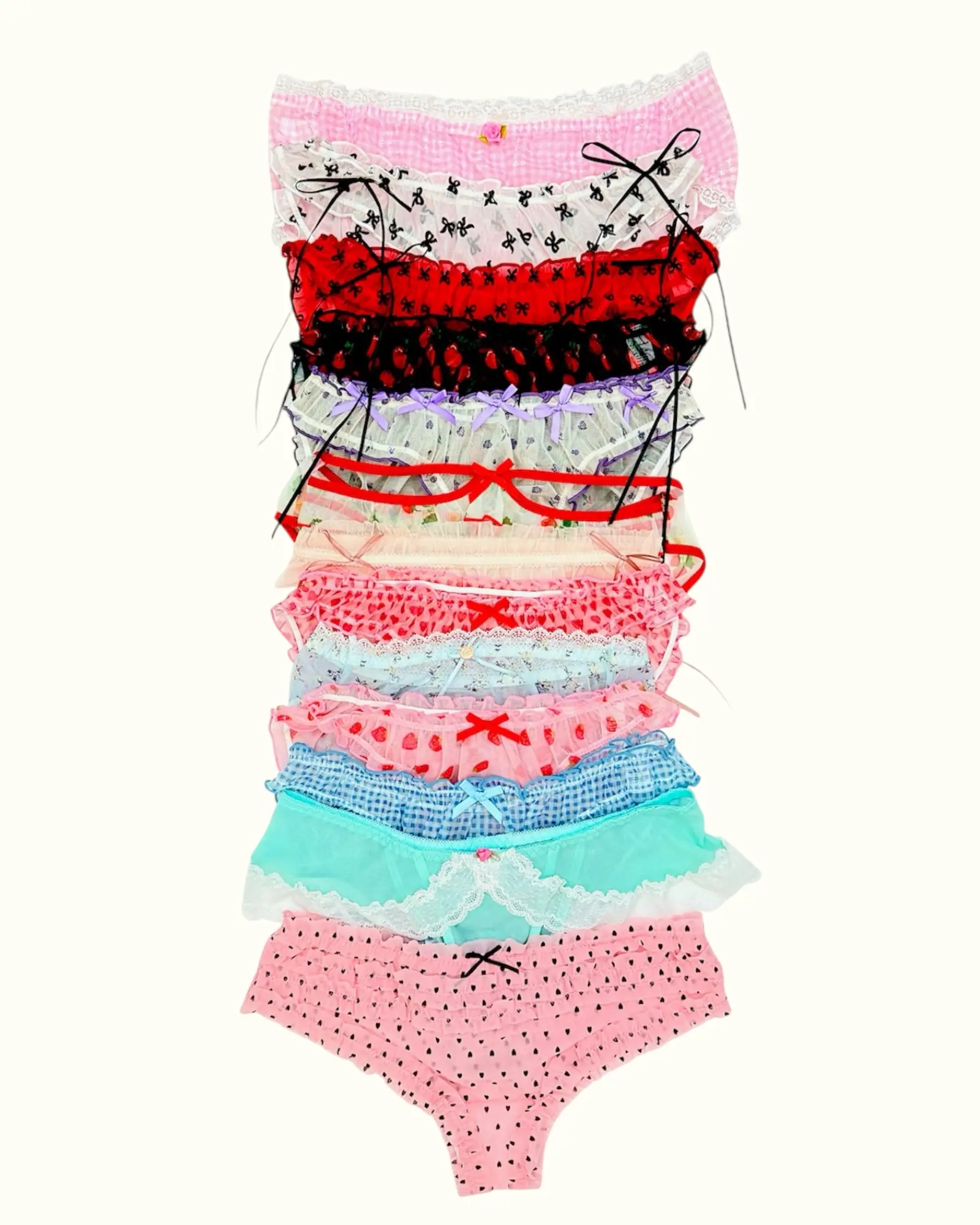 MILANBLOCKS 2026 New Mixed Bundles XS-3 LingerieXL Soft Girl Sheer Knicker Fitted Lace Panties with Floral Embroidery & Ruffle Details Casual Elegant Underwear