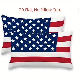 2pcs, Independence Day Patriotic USA Flag Lumbar Pillow Covers, Vintage Style, Home Décor Products, Suitable Living Room, Bedroom, Sofa and Bed Decoration, 2D Flat, Single Sided Printing, No Pillow Core