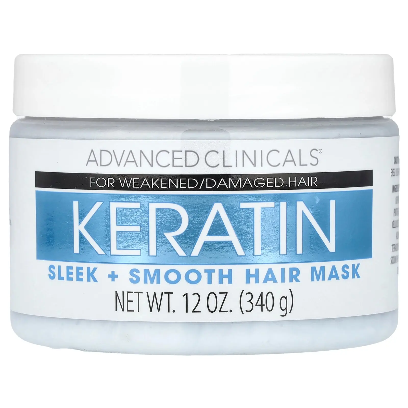 Advanced Clinicals Keratin,  Sleek + Smooth Hair Mask,  12 oz (340 g)