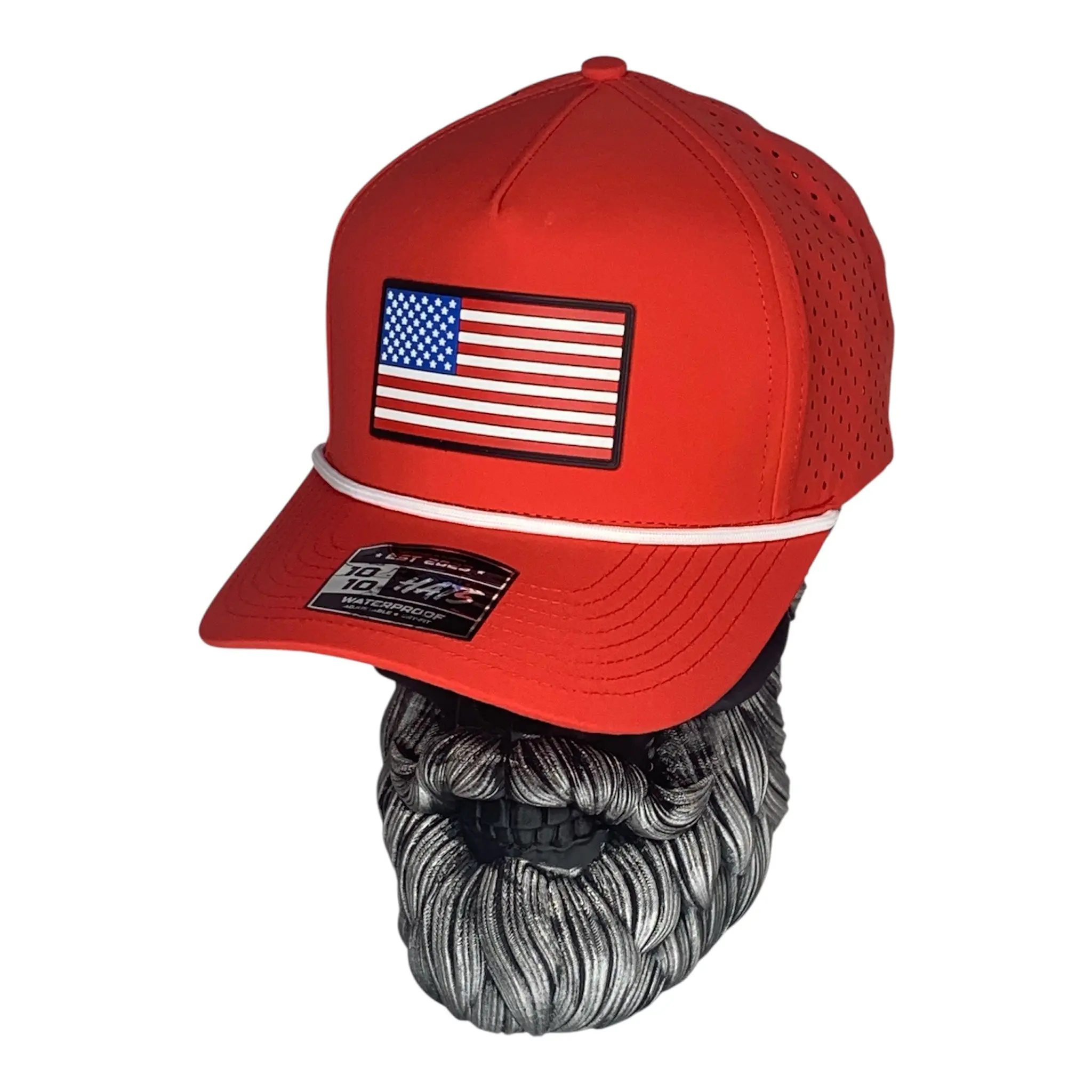 American Flag PVC Patch - 5 Red 5 Panel Rope Snapback Hat