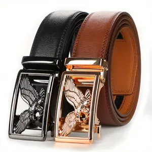 Men's Genuine Leather Belt 2-Piece Set with Automatic Ratchet Buckle Adjustable Comfortable Fit for Business & Casual Wear Perfect Christmas Gift