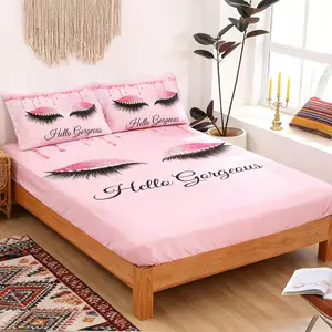 3-Piece Printed Bedding Set, Cute Eyelash Design, Soft Skin-Friendly Breathable Eye Print Sheet Set, Perfect Christmas Gift, Decorative Bedsheet Sets