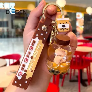 Floating liquid boba keychains
