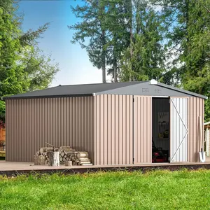 【3 Packages Shipping】12'x12' Heavy-Duty Steel Storage Shed - Large Outdoor Utility Shed with Lockable Doors for Backyard, Garden & Patio Storage (144 Sq.Ft)
