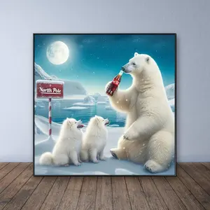 Polar Bear & Dog Pattern DIY Diamond Arts Colorful Painting Kit without Frame, DIY 5D Diamond Arts Colorful Painting for Bedroom Home Wall Decor