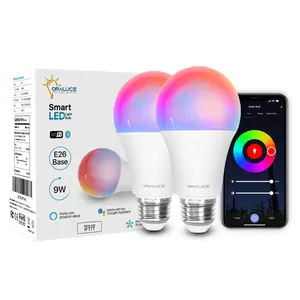Smart Light Bulbs,A19 E26 9W 900LM WiFi＆Bluetooth Smart Bulbs That Work with Alexa Google Home Compatible,RGBCW 2700-6500K Color Changing, 1/2 Pack