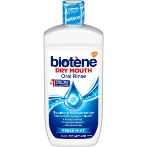 biotène Oral Rinse Mouthwash for Dry Mouth, Breath Freshener and Dry Mouth Treatment, Fresh Mint, 16 fl oz Moisture