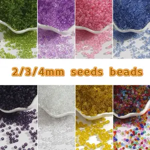 【A009】2/3/4mm Glass beads Seeds Beads - Transparent Glass Beads for Handmade DIY Accessories and Hairpins Adjustable Beaded Design Beaded Mesh